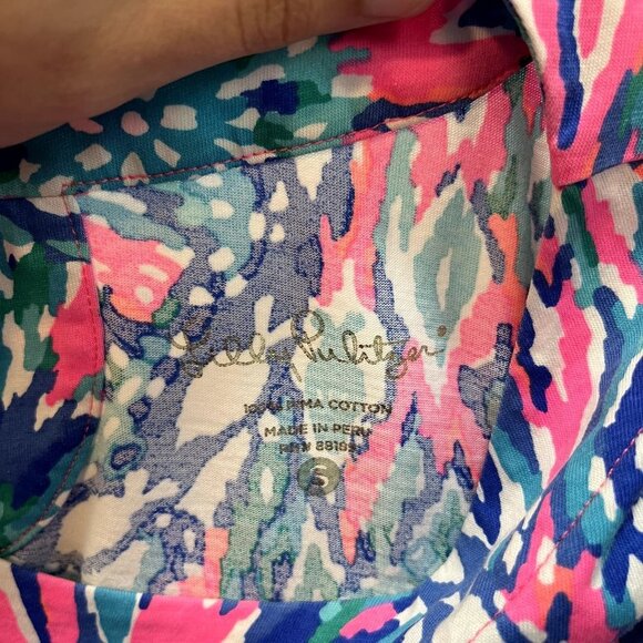 Lilly Pulitzer Shake it Up 3/4 Sleeve Bay Pink and Blue Dress Size Small - Picture 3 of 9